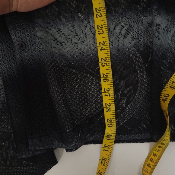 BillionBay Floral Leaf Black Ombre See-Thru Shir - Picture 8 of 10